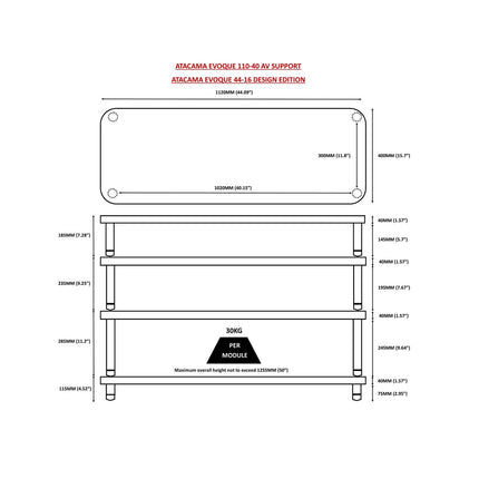 TV Stand Atacama Evoque Eco 110-40 Dark Bamboo, 4 rafturi