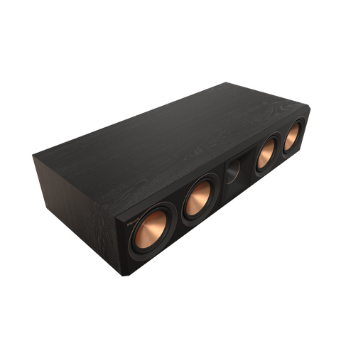 Klipsch RP-504C II in finisaj Ebony, vedere trei sferturi cu grila scoasa