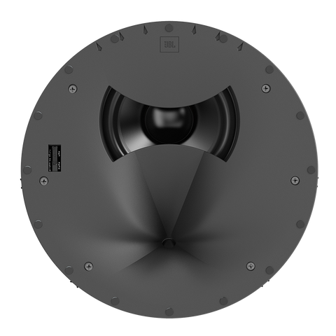 Boxa JBL Synthesis SCL-5 vazuta din fata, fara grila, cu woofer-ul in partea de sus si palnia HDI in partea de jos