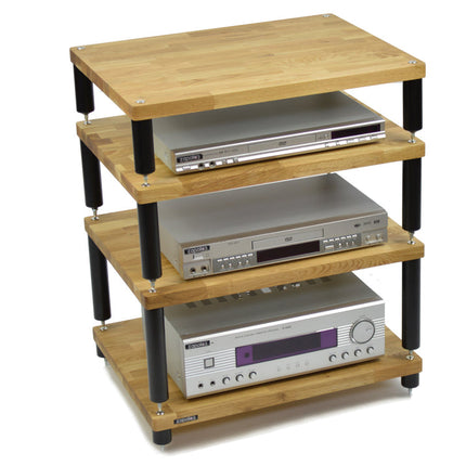 Rack Hi-Fi Atacama Apollo Storm 6, Natural Oak, 60cm latime, 4 rafturi variante culori - White Legs / Black Legs
