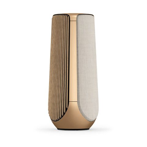 Beolab 50 in Gold Tone cu husa Golden by Kvadrat si panouri Light Oak — imaginea 1