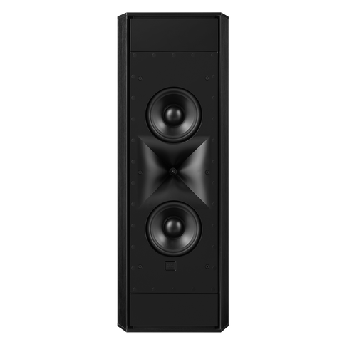 JBL Synthesis SCL-9 vazuta din fata, fara grila: un woofer deasupra si unul sub palnia HDI centrala