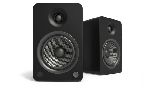 Perechea Kanto Audio YU6 în negru mat, văzută din față