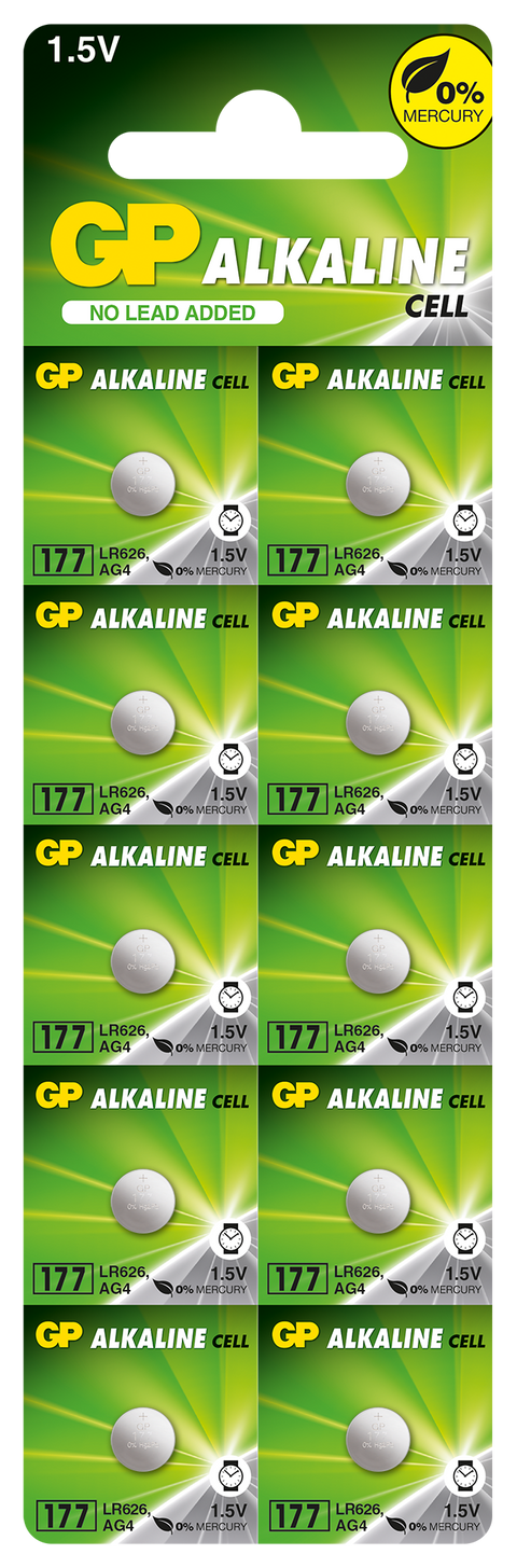 Baterii GP Alkaline CELL 177, LR626, AG4, 1.5V, blister 10 buc