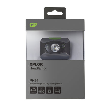 Frontala GP XPLOR PH14, Lumina alba si rosie, 200lm, 3xAAA