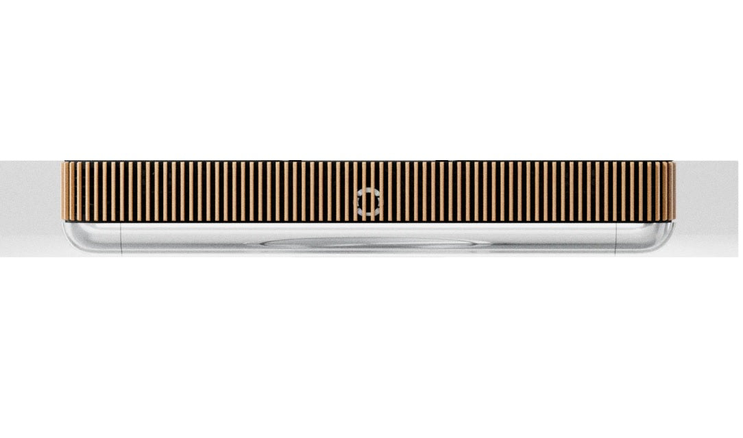 Beosound Theatre 65 inch în finisaj Silver / Grey Melange, pe fundal neutru.