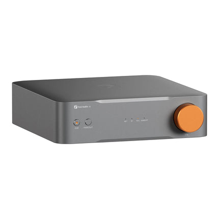 Fosi Audio S3 văzut din spate și de sus, cu intrările și ieșirile vizibile