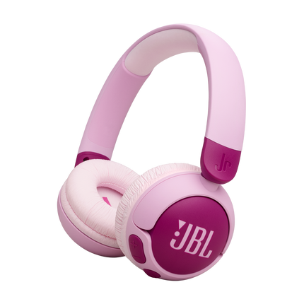 Căști wireless pentru copii JBL Junior 320BT violet, văzute din unghi