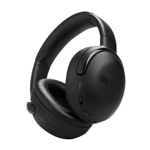 Căști over-ear wireless JBL Tour One M3 negre, văzute din unghi
