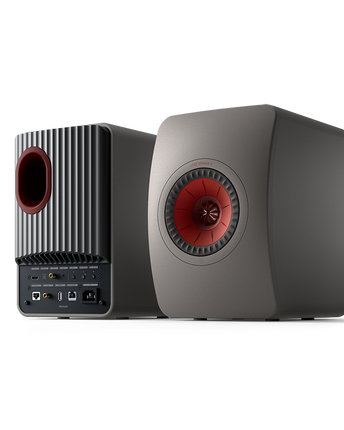 KEF LS50 Wireless II, finisaj Titanium Grey, vedere frontală și posterioară