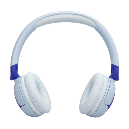 Căști wireless pentru copii JBL Junior 320BT albastre, văzute din spate