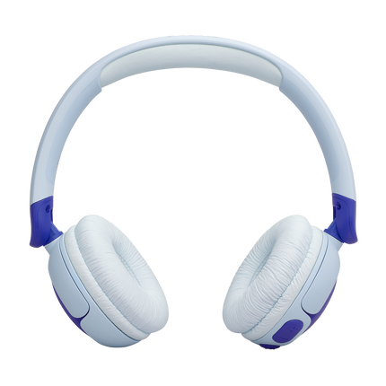 Căști wireless pentru copii JBL Junior 320BT albastre, văzute din față