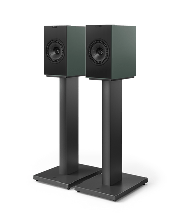 KEF Coda W, finisaj Moss Green, vedere cu standuri