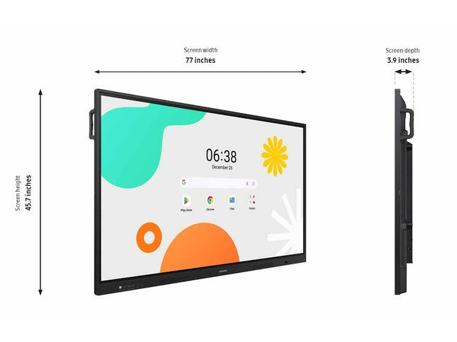 Display interactiv Samsung WA86F, 86", 4K UHD, 400nit, Control multi-touch 40 puncte, Android 14 certificat EDLA, Putere audio 30W, Vesa 800 x 600 mm