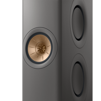 KEF LS60 Wireless, finisaj Titanium Grey, vedere frontală cu driverul Uni-Q