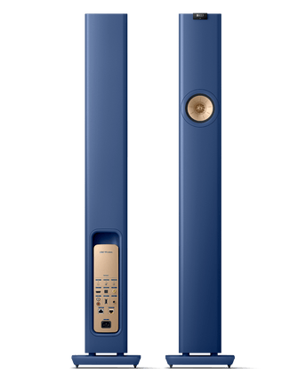 KEF LS60 Wireless, finisaj Royal Blue, vedere frontală și posterioară