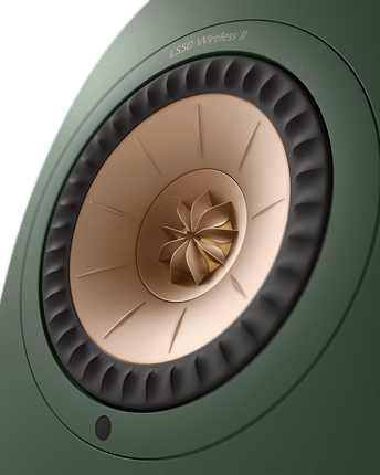 KEF LS50 Wireless II, finisaj Moss Green, detaliu driver Uni-Q