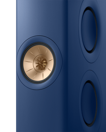 KEF LS60 Wireless, finisaj Royal Blue, vedere frontală cu driverul Uni-Q