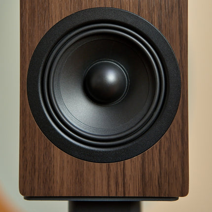 Midwooferul de 120 mm al boxei Indiana Line Tesi 2, pe finisajul mocha