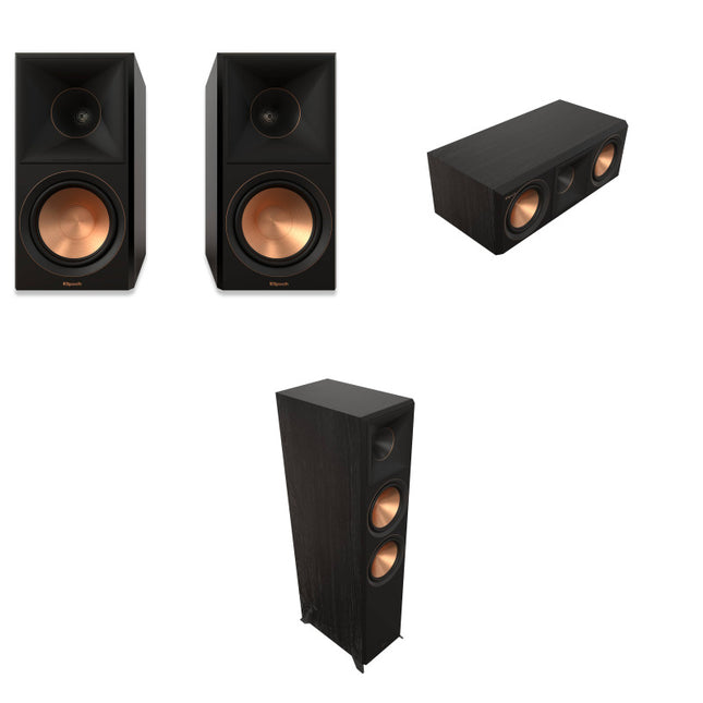 Pachet PROMO Boxe de raft  Klipsch RP-600M II Ebony, Boxa centru Klipsch RP-500C II, Boxe de podea Klipsch RP-8000F II