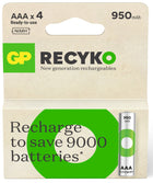 Baterii reincarcabile GP ReCyko AAA 950mAh (R03), ambalaj reciclabil 4pcs