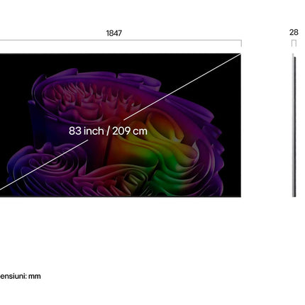 Dimensiunile LG OLED evo AI G6 83 inch