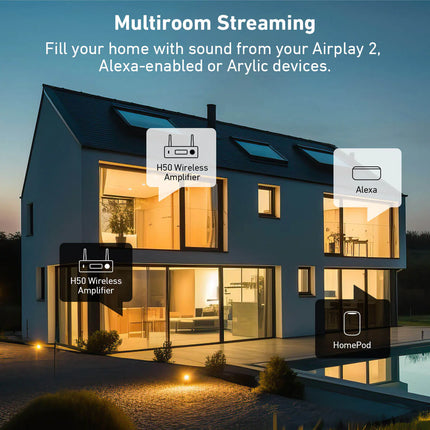 Amplificator cu streaming Arylic H50 2x50W, LAN / WiFi / Bluetooth 5.2