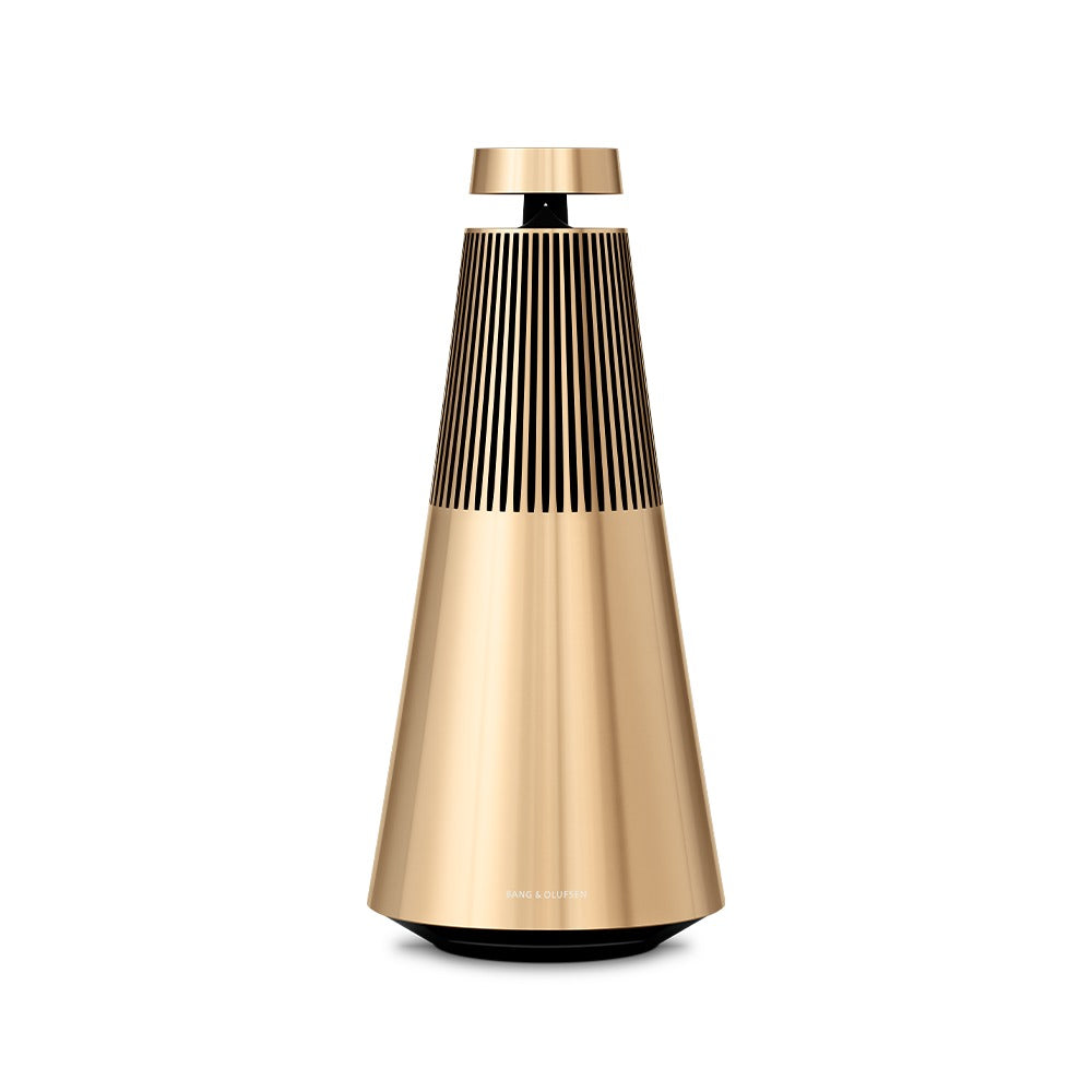 Beosound 2 3rd Gen — con de aluminiu, fotografiat frontal pe fundal neutru.