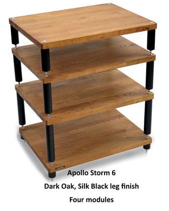 Rack Hi-Fi Atacama Apollo Storm 6, Dark Oak, 60cm latime, 4 rafturi variante culori - White Legs / Black Legs