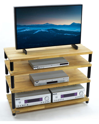 TV Stand Atacama Apollo Storm 10, Natural Oak, 100cm latime, 4 rafturi variante culori - White Legs / Black Legs