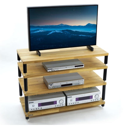 TV Stand Atacama Apollo Storm 10, Natural Oak, 100cm latime, 4 rafturi variante culori - White Legs / Black Legs