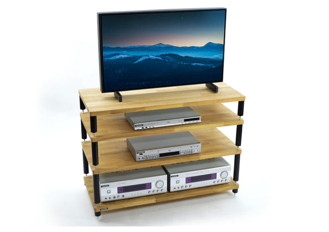 TV Stand Atacama Apollo Storm 10, Natural Oak, 100cm latime, 4 rafturi variante culori - White Legs / Black Legs