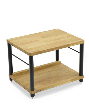 Rack Hi-Fi Atacama Apollo Storm 6 Two Shelf Vinyl Storage Module, Natural Oak, 60cm latime, variante culori - White Legs / Black Legs