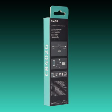 Cablu USB-C - Lightning AVAX CB-402G STEELY, 20W, 1.5m, 3A