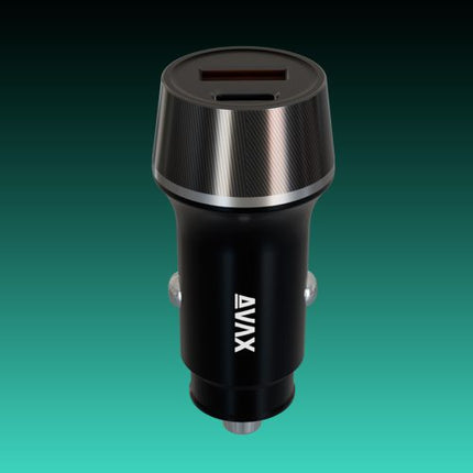 Încărcător auto AVAX CC304B CARLY 38W USB-C (PD3.0)+USB-A (QC), negru