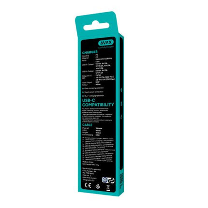 Încărcător AVAX CH6413 GaN de 30 W și cablu USB-C din silicon de 60W