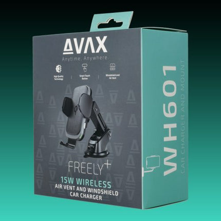 Încărcător auto wireless AVAX WH601 Freely+ pentru gurile de ventilație și parbrize, 15W