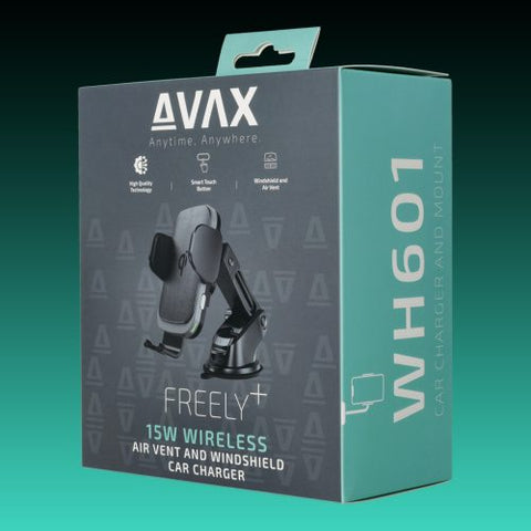 Încărcător auto wireless AVAX WH601 Freely+ pentru gurile de ventilație și parbrize, 15W