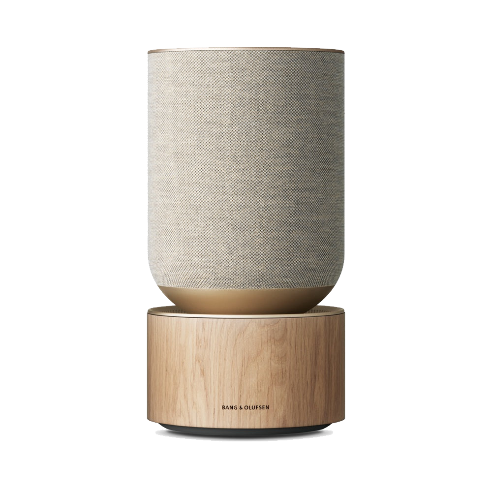 Beosound Balance în finisaj Natural, pe fundal neutru.