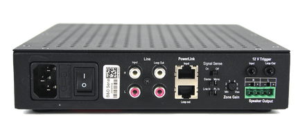 BeoAmp 2, panoul din spate cu RCA, Power Link și ieșiri Phoenix