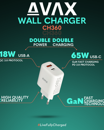 Incarcator AVAX CH360, SPEEDY 65W GaN USB A (QC)