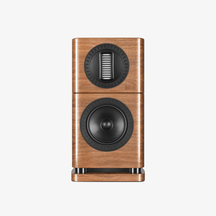 Wharfedale Elysian 1R — finisaj Walnut, vedere din față pe stand