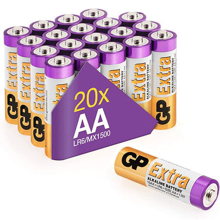 Baterii GP Extra Alkaline AA (LR6), 1.5V, pachet 20pcs