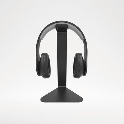 Suport de căști Kanto Audio H1, negru, văzut din față, cu căști