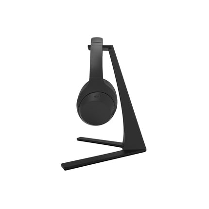 Suport de căști Kanto Audio H3, negru, văzut din profil, cu căști