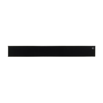 Soundbar Klipsch Heritage Theater Bar in Satin Black Ash, cu grila montata, vazut frontal