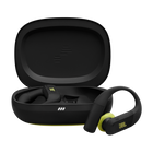 Căști sport True Wireless JBL Endurance Peak 4, negru cu lime, căștile și carcasa de încărcare deschisă