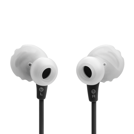 Căști sport in-ear cu fir JBL Endurance Run 3, negru cu gri, vedere din spate