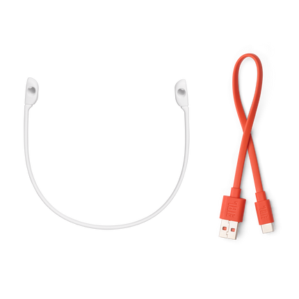 Căști open-ear True Wireless JBL Soundgear Sense, alb, colierul și cablul USB-C din cutie