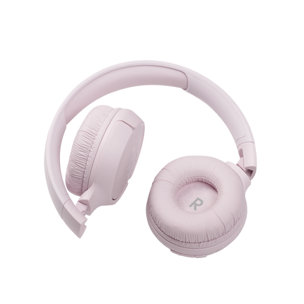 Căști JBL Tune 510BT roz, pernițele văzute din față